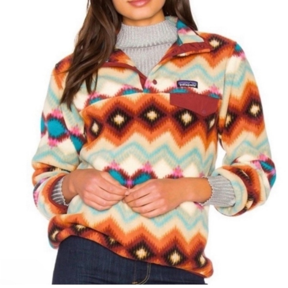 Patagonia Synchilla Snap-T “Timber Twist Cinder Red” Fleece Pullover - size M - Picture 3 of 8